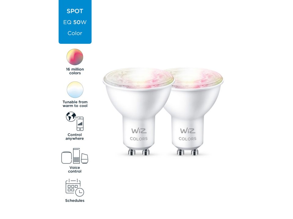 WIZ GU10 50W LED Tunable White and color lamp 2 pack Good Energy